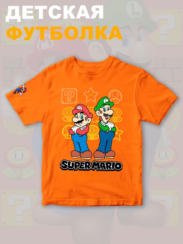 Футболка супер марио и луиджи брос nintendo y2k детская