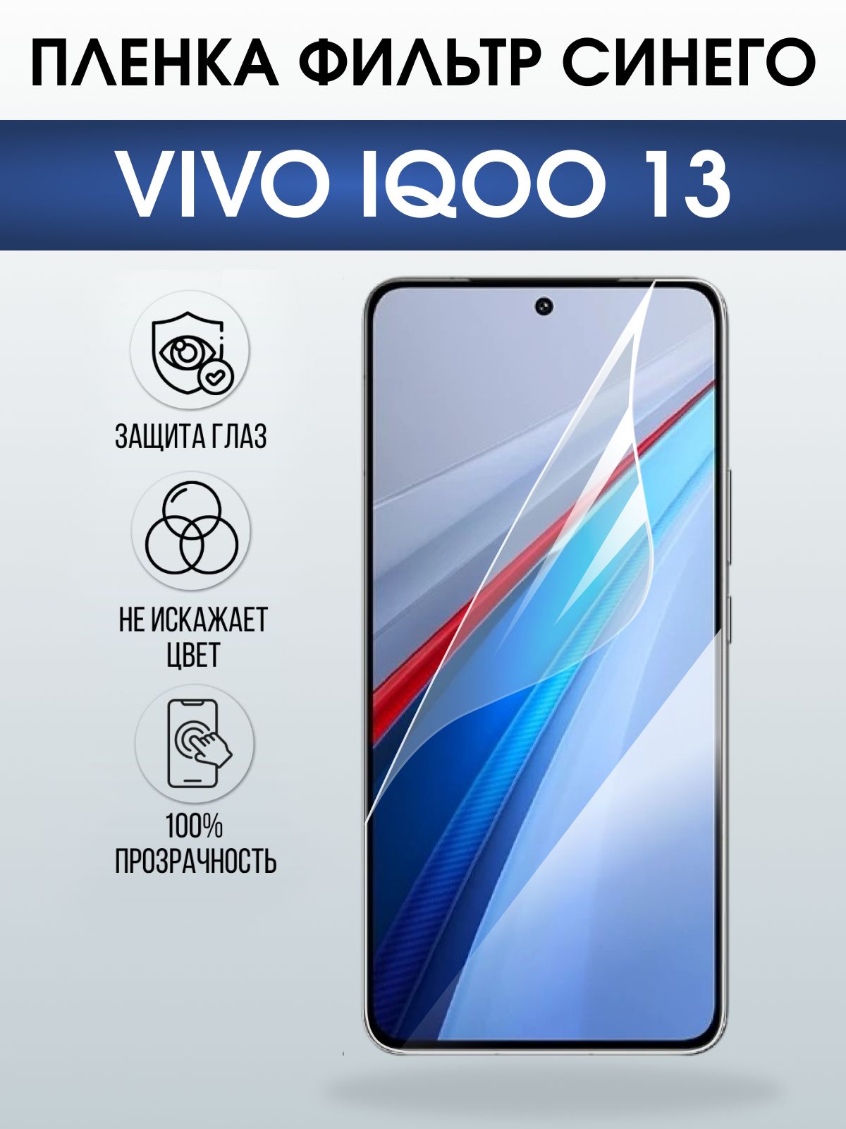Защитная пленка на телефон Vivo IQOO 13 anti blue ray. Полиуретановая бронепленка на экран смартфона Виво Айкью 13.