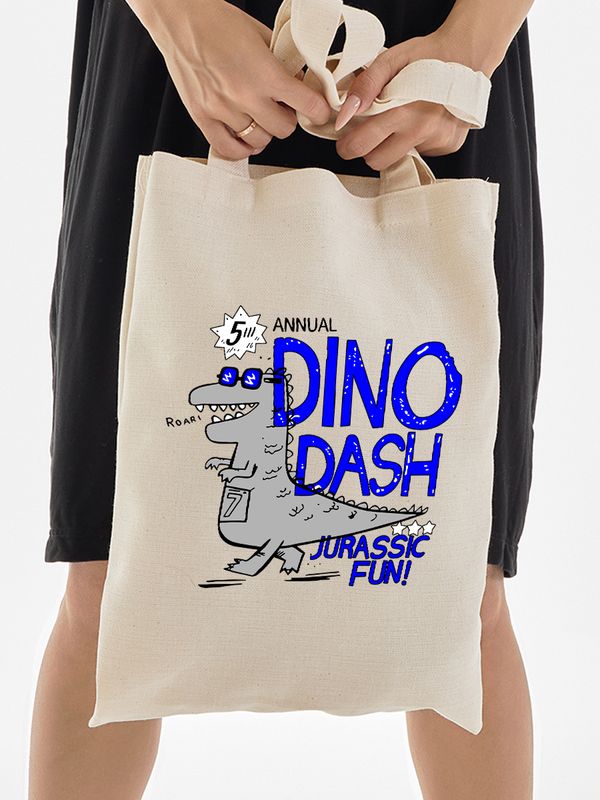 Детский шоппер Динозавры для мальчика и девочки с принтом Dino dash. Тканевая сумка подростковая с длинными ручками для шопинга street style.
