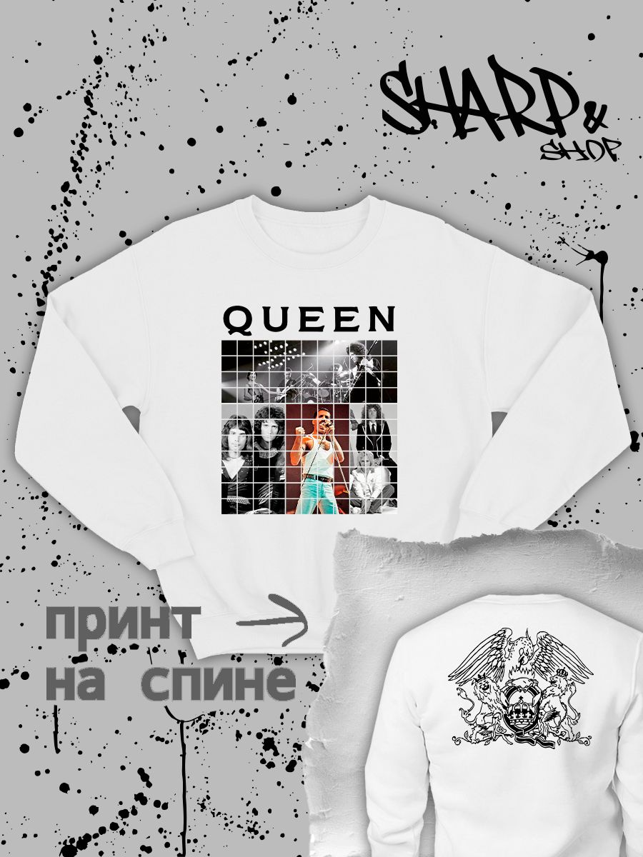 Свитшот Queen Квин Фредди Меркьюри логотип с принтом, рисунком rock style, рок группа