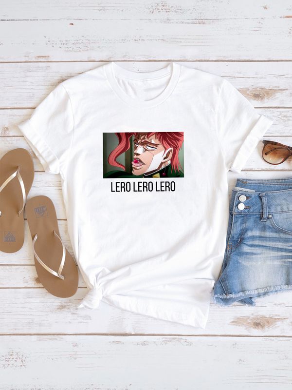 Футболка джо джо какеин и вишенка с принтом аниме мем с джоджо Kakyouin lero lero jojo bizarre adventure anime merch, белая женская мужская андеграунд стрит стайл одежда кэжуал стритстайл y2k casual.