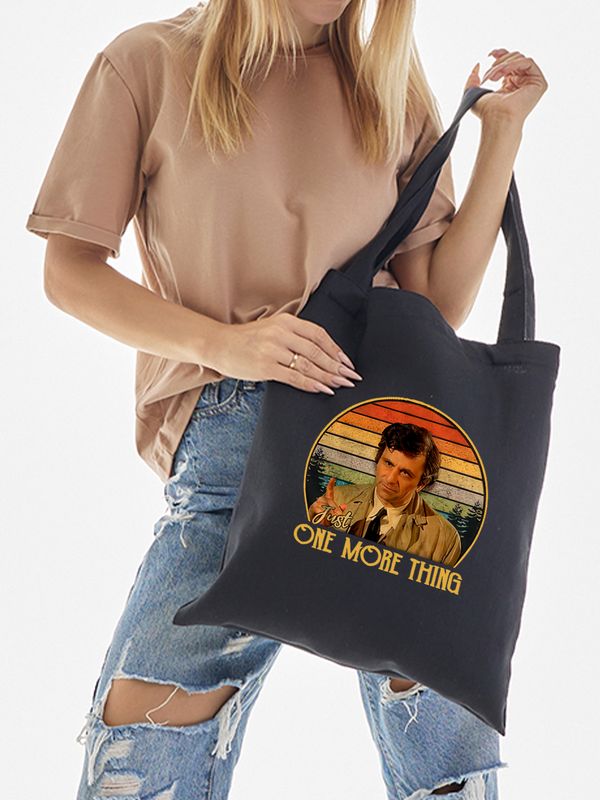 Шоппер эстетика детектив Коломбо Columbo с принтом ретро винтаж vintage retro 90 s style в стиле 90 х черный, стритстайл сумка для шопинга и покупок тканевая женская мужская кэжуал y2k style casual.