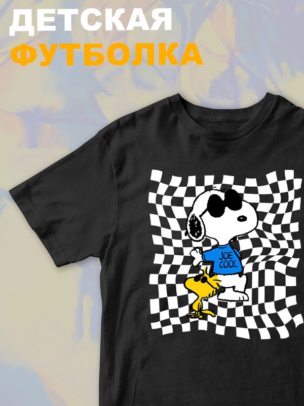 Футболка со снупи Snoopy и вудстоком желтой птичкой детская