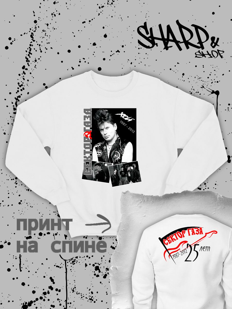 Свитшот с принтом Сектор газа. Свитшот унисекс с рок музыкантом Хой в стиле street style. Свитшот с принтом Сектор газа. Свитшот унисекс с рок музыкантом Хой в стиле street style.
