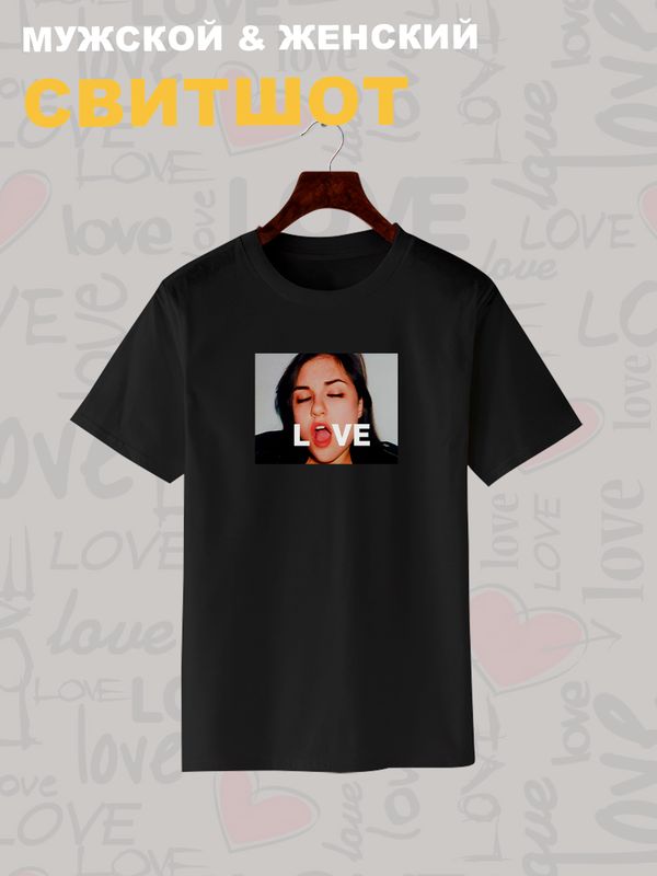 Футболка с сашей грей love эстетика с принтом надписью любовь sasha gray aesthetic, черная женская и мужская, андеграунд стрит стайл прикольная эстетичная одежда кэжуал, underground casual унисекс.