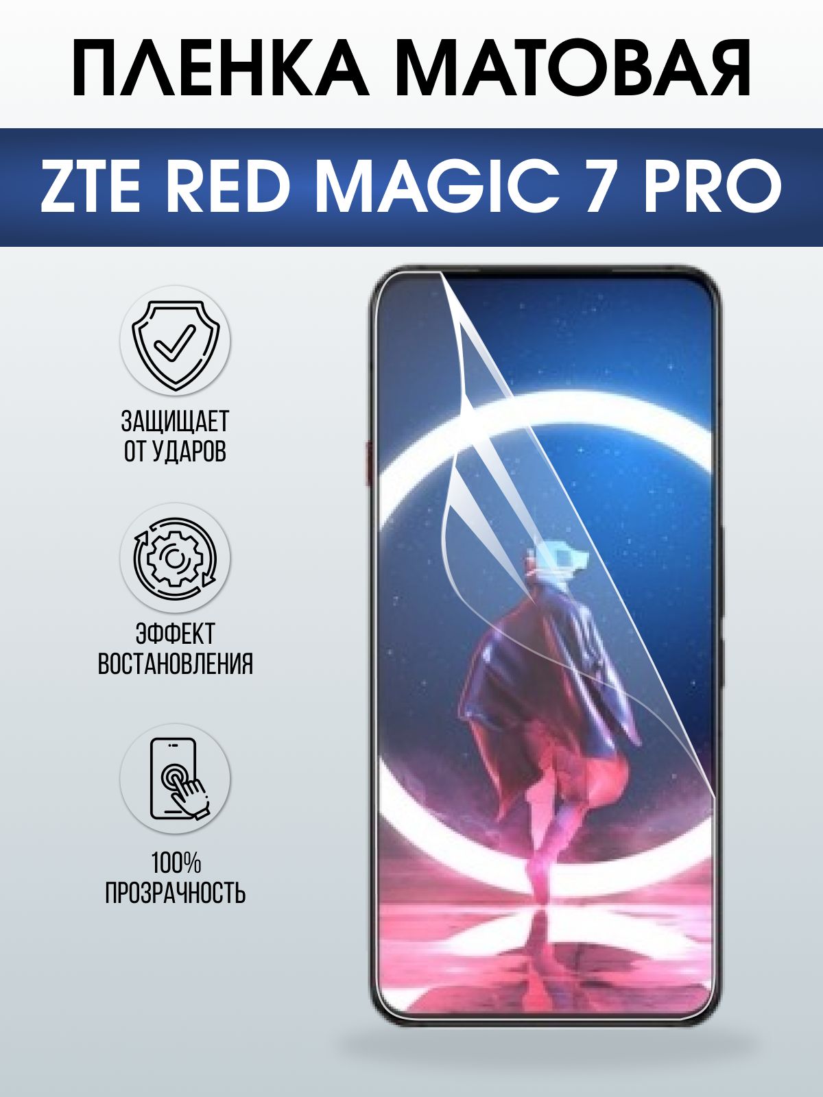 Защитная пленка на телефон ZTE Red magic 7 pro матовая. Полиуретановая бронепленка на экран смартфона ЗТЕ Ред Магик 7 про.