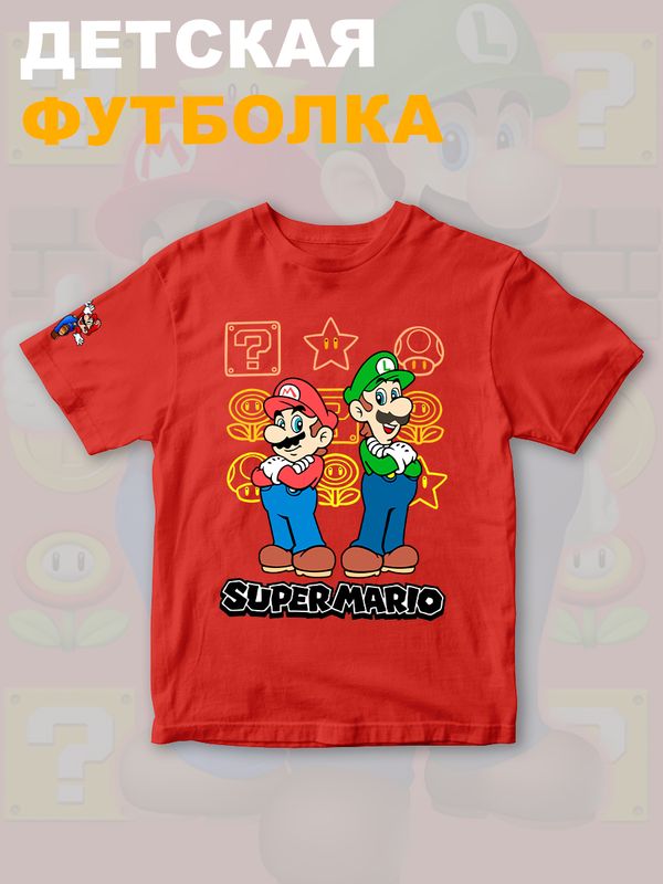 Футболка супер марио и луиджи брос nintendo y2k детская
