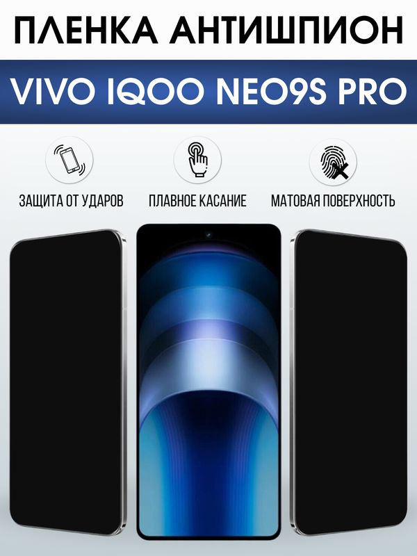 Защитная гидрогелевая пленка для VIVO IQOO NEO9S PRO, полиуретановая плёнка антишпион на мобильный телефон Виво нео9с про.