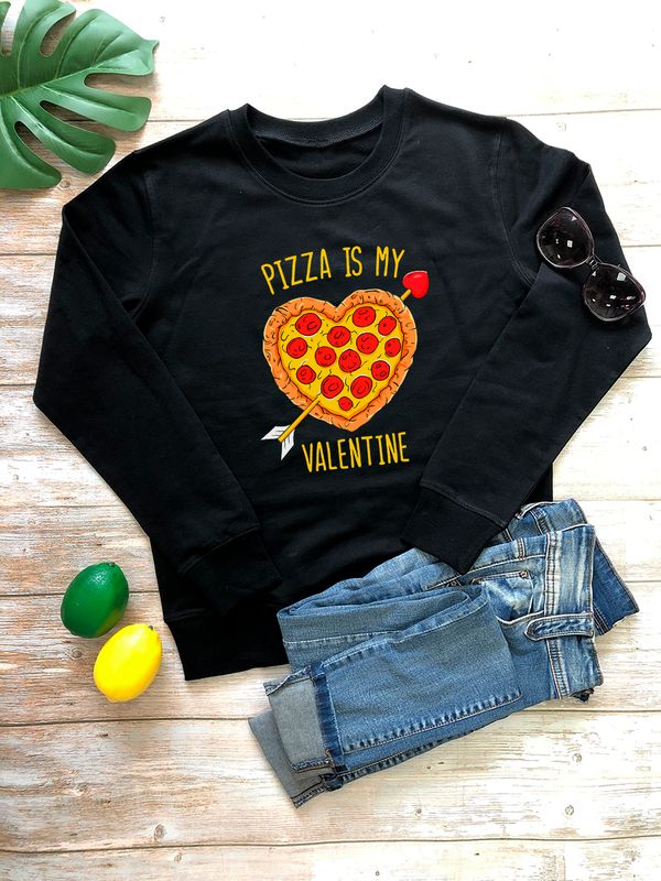 Свитшот с принтом Пицца на День Валентина оверсайз черный. Свитшот унисекс c прикольной надписью Valentine и картинкой pizza на День святого Валентина в стиле street style для молодежи. Свитшот с принтом Пицца на День Валентина оверсайз черный. Свитшот унисекс c прикольной надписью Valentine и картинкой pizza на День святого Валентина в стиле street style для молодежи.