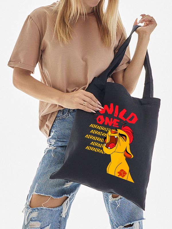 Сумка шоппер Король Лев с прикольной надписью wild one с персонажем Кайон из the Lion King для мальчика и девочки casual street style.