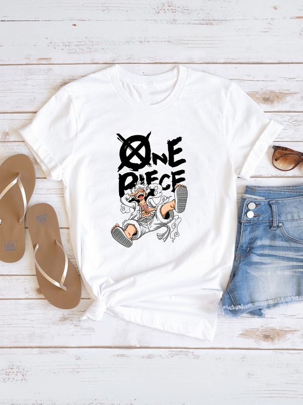 Футболка луффи ван пис One piece Luffy 5 gear с принтом аниме retro anime merch aesthetic эстетика в стиле ретро, белая женская и мужская андеграунд стрит стайл y2k одежда кэжуал стритстайл casual.