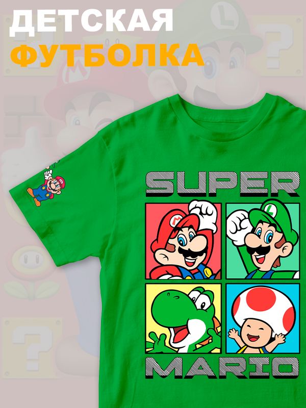Футболка супер марио и луиджи super mario нинтендо детская