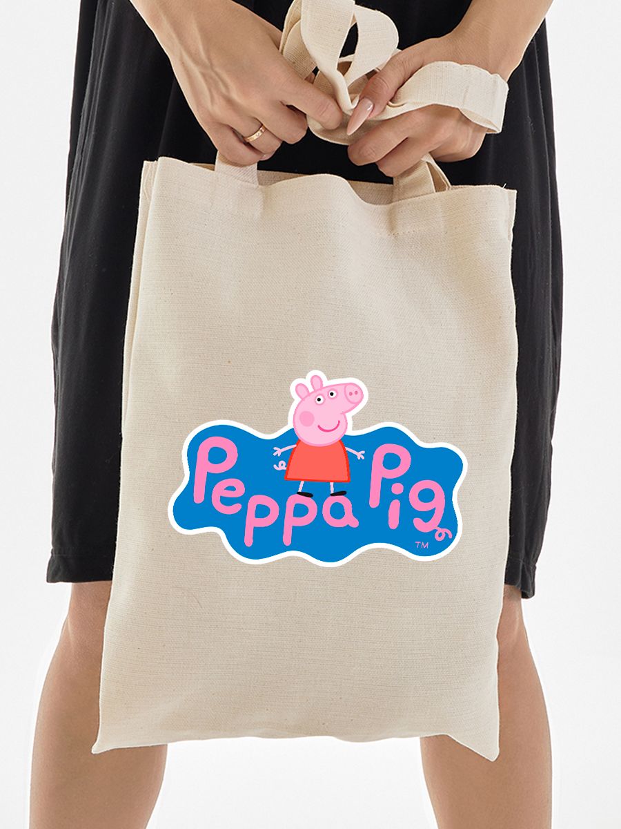 Сумка шоппер с героем Свинка Пеппа. Детский шоппер с принтом Peppa pig для мальчика и девочки.
