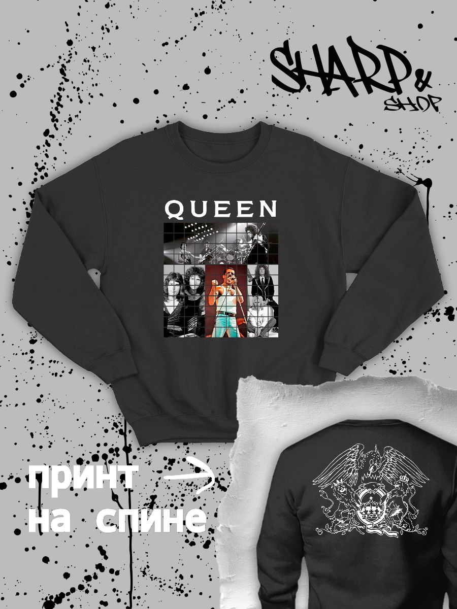 Свитшот Queen Квин Фредди Меркьюри логотип с принтом, рисунком rock style, рок группа