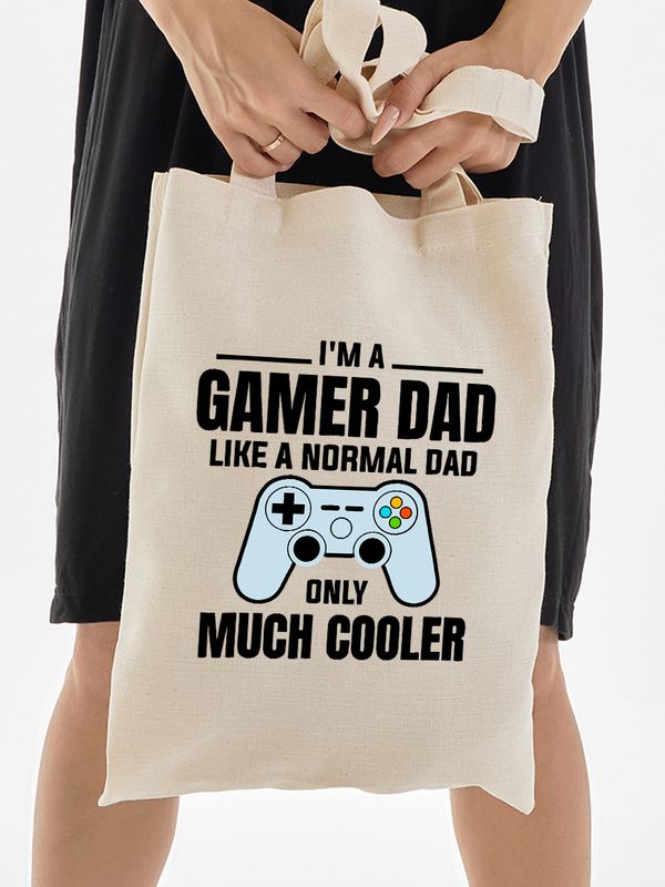 Шоппер с приколом папа и геймер и надписью dad gamer y2k