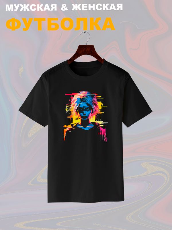 Футболка с аниме глазами тянка и эстетика с принтом каваи тян anime girl eyes graphics aesthetic kawaii kawai, черная женская и мужская прикольная андеграунд одежда кэжуал стритстайл casual y2k style.