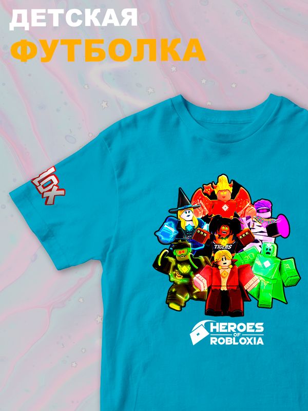 Футболка роблокс герои и roblox с принтом и надписью детская