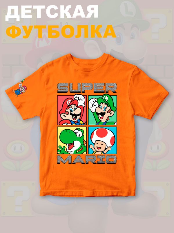 Футболка супер марио и луиджи super mario нинтендо детская
