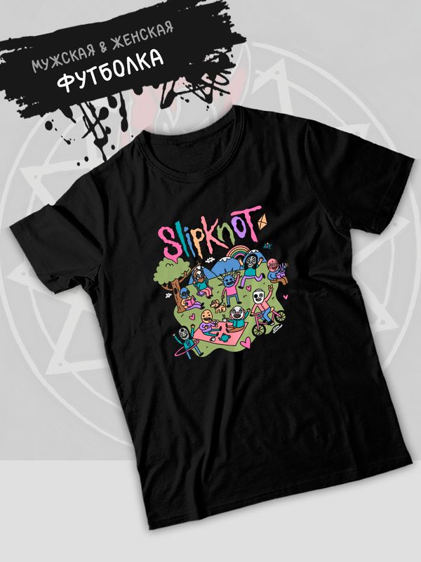 Футболка слипкнот slipknot hard rock с принтом группы и надписью рок металл music с музыкальной тематикой, черная женская мужская, стрит стайл прикольная андеграунд одежда кэжуал, underground casual.