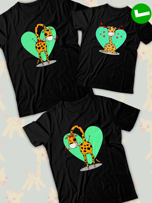 Футболка с жирафом girl boy детская фэмили лук