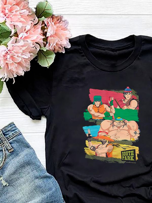 Футболка south park южный парк и прикол с принтом ниндзя в стиле аниме и эстетики манги, ninja anime manga для анимешника, черная женская и мужская прикольная андеграунд одежда кэжуал, стритстайл y2k.