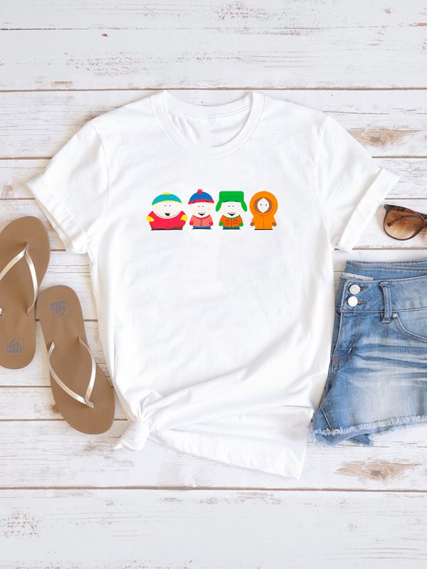 Футболка южный парк south park персонажи с принтом мем прикол эрик картман стэн кенни кайл, белая женская мужская стрит стайл мемная прикольная одежда кэжуал, андеграунд стритстайл casual y2k style.