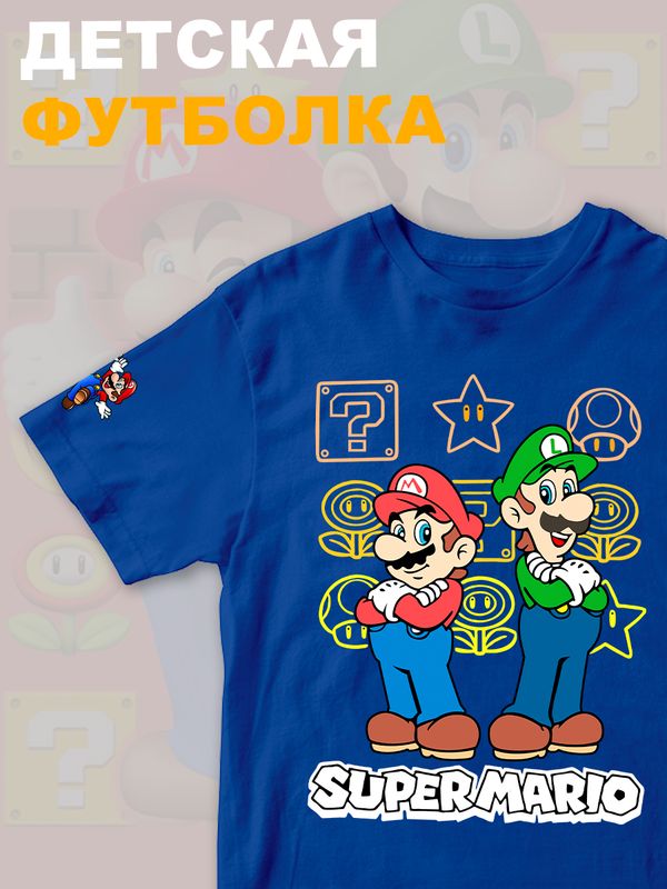 Футболка супер марио и луиджи брос nintendo y2k детская